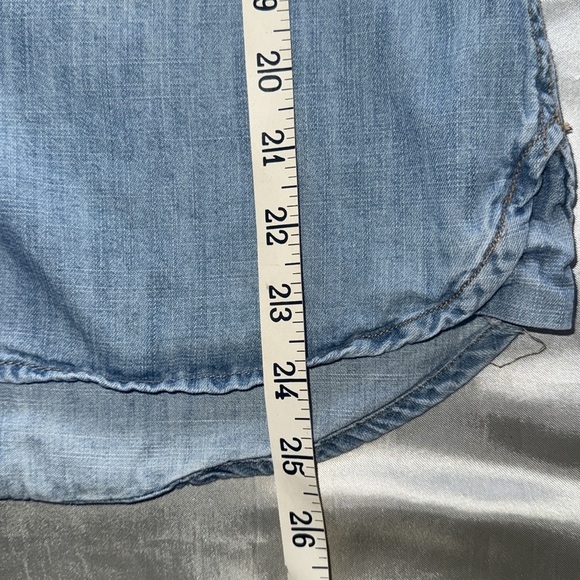 Mossimo Supply Co Western Denim Button Down Shirt Tab Pockets Med Wash Sz Small - Picture 8 of 11